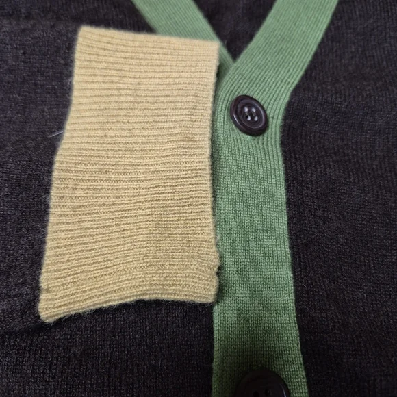 Barneys New York Brown Cardigan with Green and Gray Details - Picture 6 of 10